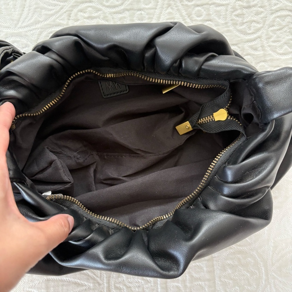 MW Most Wanted Faux Leather Ruched Shoulder Bag, Black - Picture 7 of 7